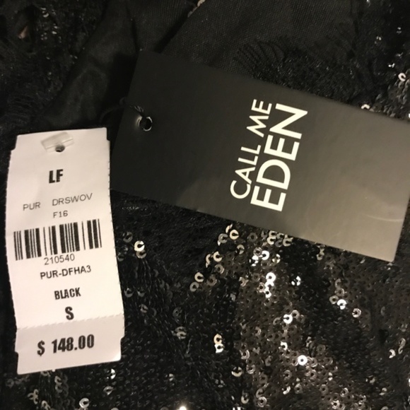 NWT LF BLACK-SILVER SEQUIN CAMISOLE DRESS - S - Picture 6 of 6